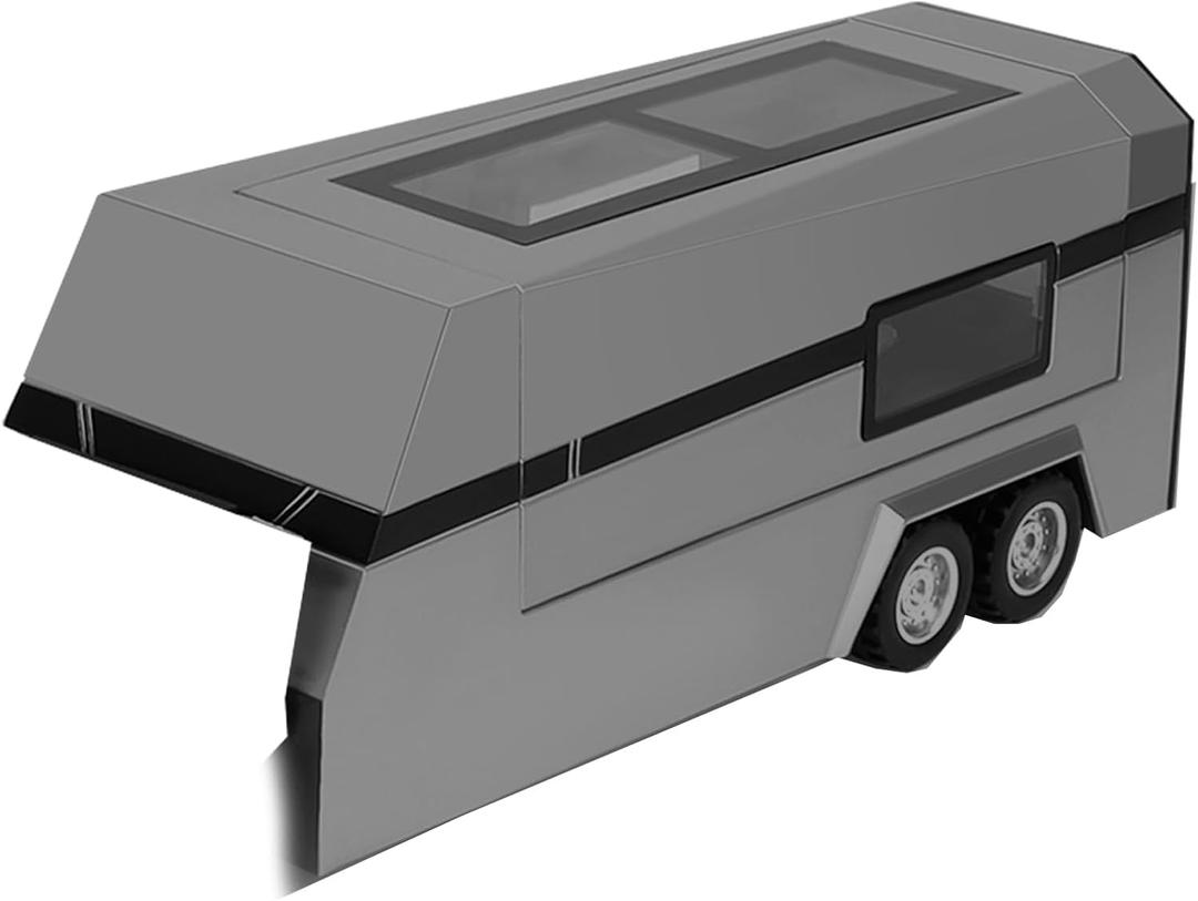 Truck Toy for Kids, Alloy Toy Pickup Truck Diecast Model Car with Traile RV&Motorcycle, Pull Back Toy Car with Sound/Light, Gifts for Boys Girls Aged 6 7 8 9 (Grey)
