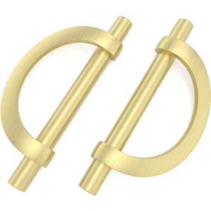 homdiy 12 Pack Brushed Gold Cabinet Pulls 3.75" Drawer Half Moon Handles for Dresser Kitchen Hardware, 3-3/4 inch(96mm) Hole Centers