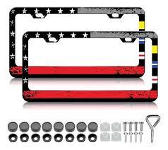 American Flag License Plate Frame with Screws Fastener Caps