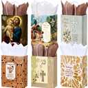 Weetude 24 Pcs Father's Day Christian Gift Bags with Tissue Paper, Happy Father's Day Goodie Bags with Handle Religious Bible Verse Paper Bag for Men Dad Theme Party Favors