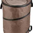 Wakeman Outdoor Trash Can - 46-Gallon Collapsible Garbage Can with 3 Stakes - Pop Up Trash Can for Camping, Storage, or Yard Waste Outdoors (Beige)
