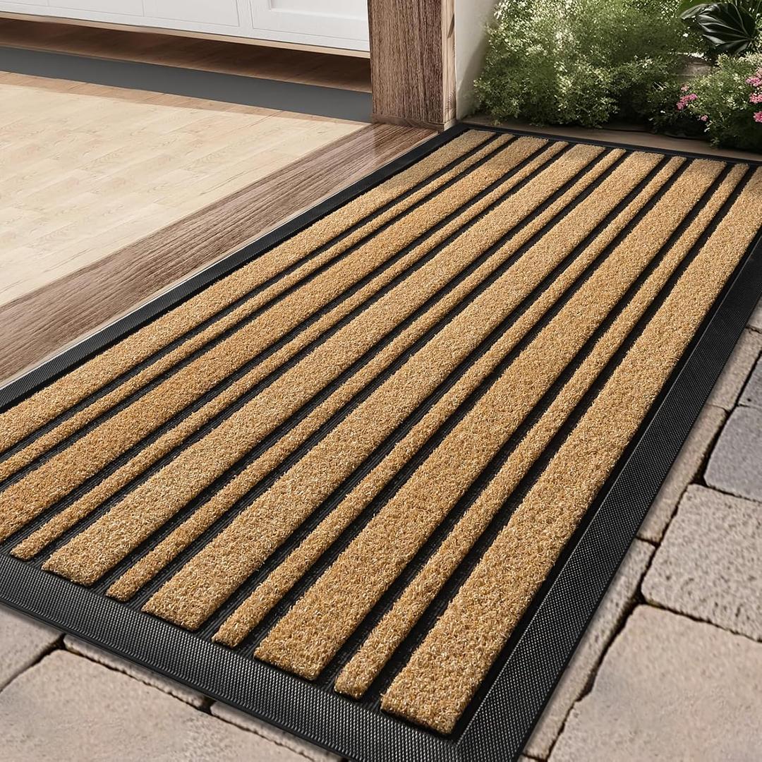 BEHERO Door Mat Outdoor Entrance, 36x17 Inches, Extra Durable Front Door Mat Outside, Heavy Duty Welcome Mat for Outside Entry, Back Door Mats Non Slip, Waterproof All-Season Doormats, Yellow