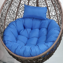 Outdoor Egg Chair Cushion Waterproof with Headrest Pillow Blue Thicken Hanging Chair Cushions Replacement for Proch Patio Backyard Furniture (Only Cushion) 45x45*4inch