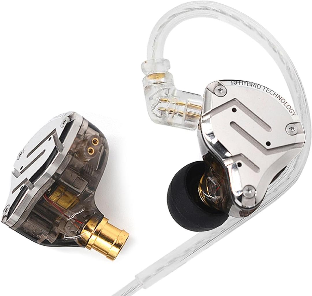 KZ ZS10 Pro in Ear Monitor, 4BA+1DD Hybrid Driver IEM Earphones, HiFi Gaming Earbuds with Stainless Steel Faceplate, in Ear Headphone for Musician Audiophile (Without Mic, Black)