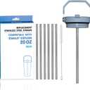 6 PCs Replacement Stainless Steel Straws for Stanley ice flow, 6 inch Reusable straw for Stanley Ice Flow 20oz with Cleaning Brush, Compatible with Stanley Flip Straw Tumbler (20oz)