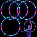 4Pack LED Hoop Dance Exercise Light Up Hoop for Kids Adults Children, 36in24in Fitness Equipment Weight Loss Auto Color Changing Strobe Glow Light