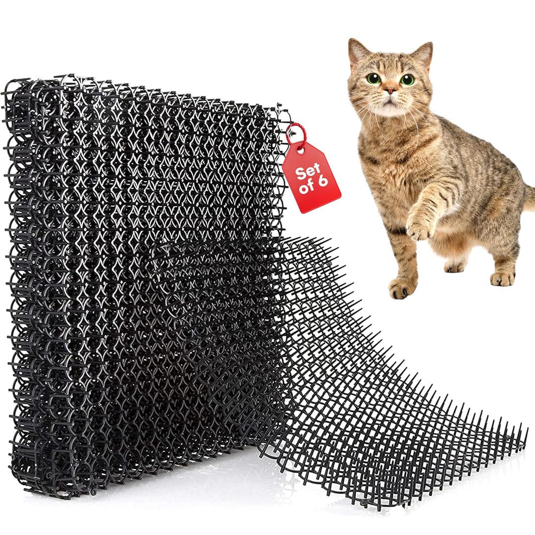 Homarden Cat Scat Mat 6 Pack - 19x5 Inch Spike Mats with 1 Inch Plastic Spikes - Cat and Dog Deterrent for Indoor or Outdoor Use - Anti-Dig and Anti-Scratch Mat for Garden, Furniture, and Yard (Black)