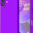 LOVE 3000 Designed for iPhone 16 Case, Premium Silicone with [Soft Anti-Scratch Microfiber Lining] Shockproof Protective Phone Case for Men Women Girls 6.1", Neon Purple