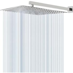 Shower Head with Extension Arm, High Pressure Square with ShowerArm, Stainless Steel Rainfall-Waterfall Full Body Coverage (16'' Shower with 20'' Arm, Chrome)