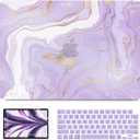 B BELK Compatible with MacBook Air 13 inch Case 2026 2025 2024 2023 2022 M4 M3 M2 A3240 A3113 A2681,Plastic Hard Shell+Keyboard Cover+Screen Protector for MacBook Air 13.6 inch Case,Purple Gold Marble