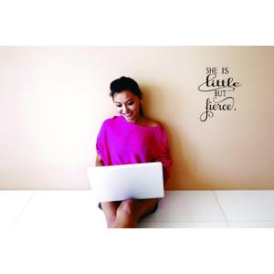 Unique Home Wall Stickers She is Little But Fierce Decal Dcor for Bedroom Living Room Nursery - Size: 11 Inch X 22 Inch (Black)