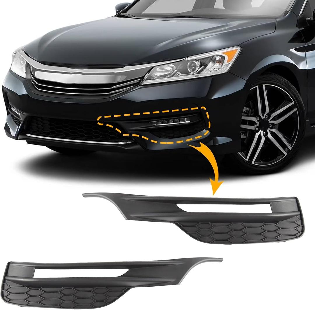 Fog Light Grill Cover Frame Lamp Shade Under Front Bumper for Honda Accord Sedan 4 Door 2016 2017 71112-T2F-A61 71102-T2F-A61 Car Accessories (Right Passenger Side)