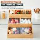 Onion Storage, Potato Storage, Potato and Onion Storage Bin, 3 Tier Stackable Bamboo Storage Bins, Pantry Storage Bins, Ventilated Potato Storage Bin, Slide Out for Vegetable, Pantry, Fruit