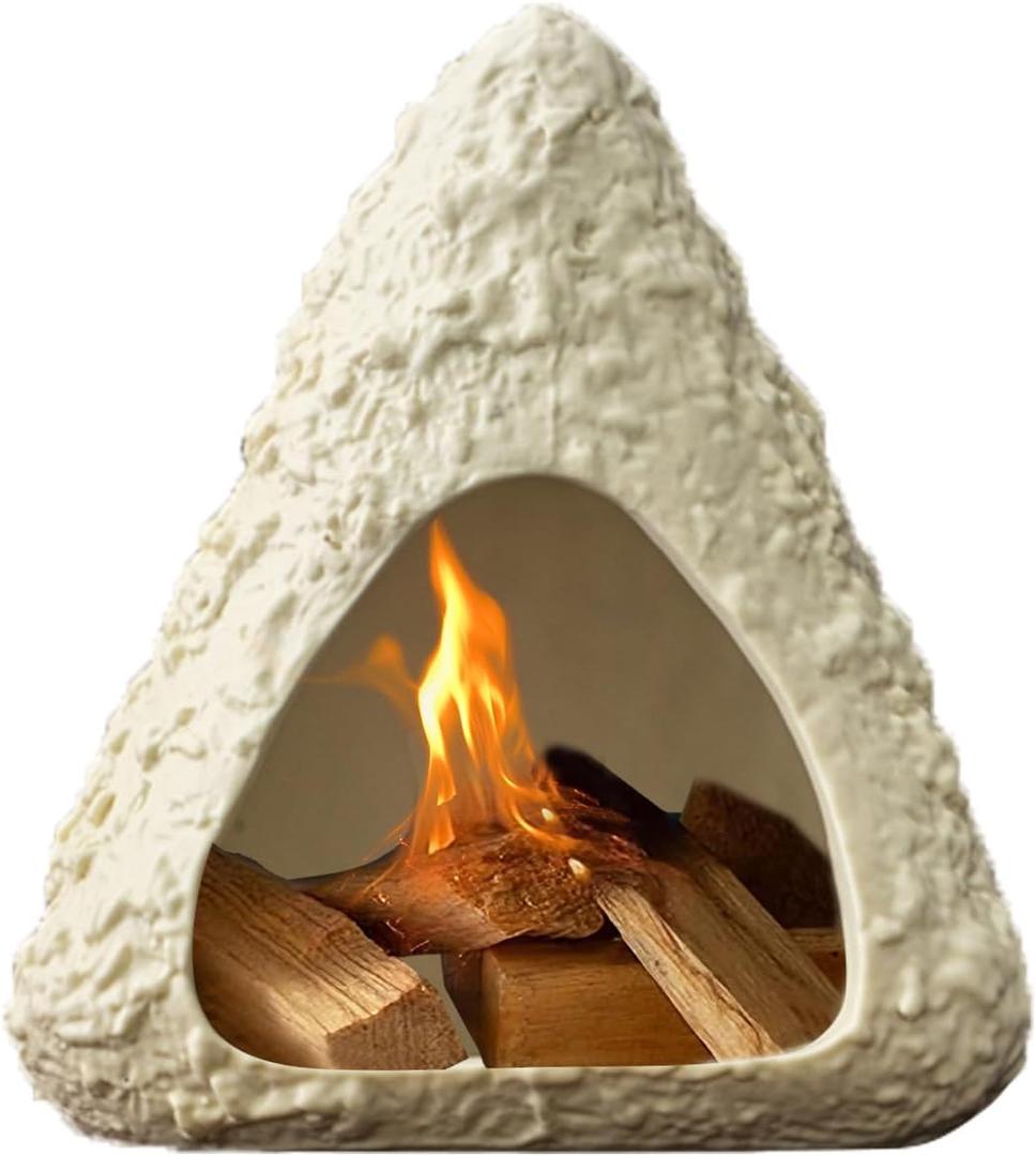 Volcano Palo Santo Holder, Handcrafted Ceramic Mini Chiminea Incense Burner for Sage & Smudge Sticks, Mountain Fireplace Style for Meditation, Yoga, Aromatherapy, Home Decor, Spiritual Gifts