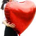 Big Red Heart Foil Balloons, Big Giant Jumbo Heart Shaped Mylar Aluminium Decoration for Girl Valentine's Day Surprise Birthday Wedding (Red, 32" Pack of 8)