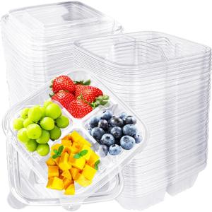 Alaeseje 40 Pcs Bento Snack Containers,4-Compartment Meal Prep Lunch Container,Disposable Snack Containers with Lids for School,Work,Travel