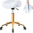 YEEZEE Saddle Stool Heavy Duty, Ergonomic Saddle Chair with Wheels, White