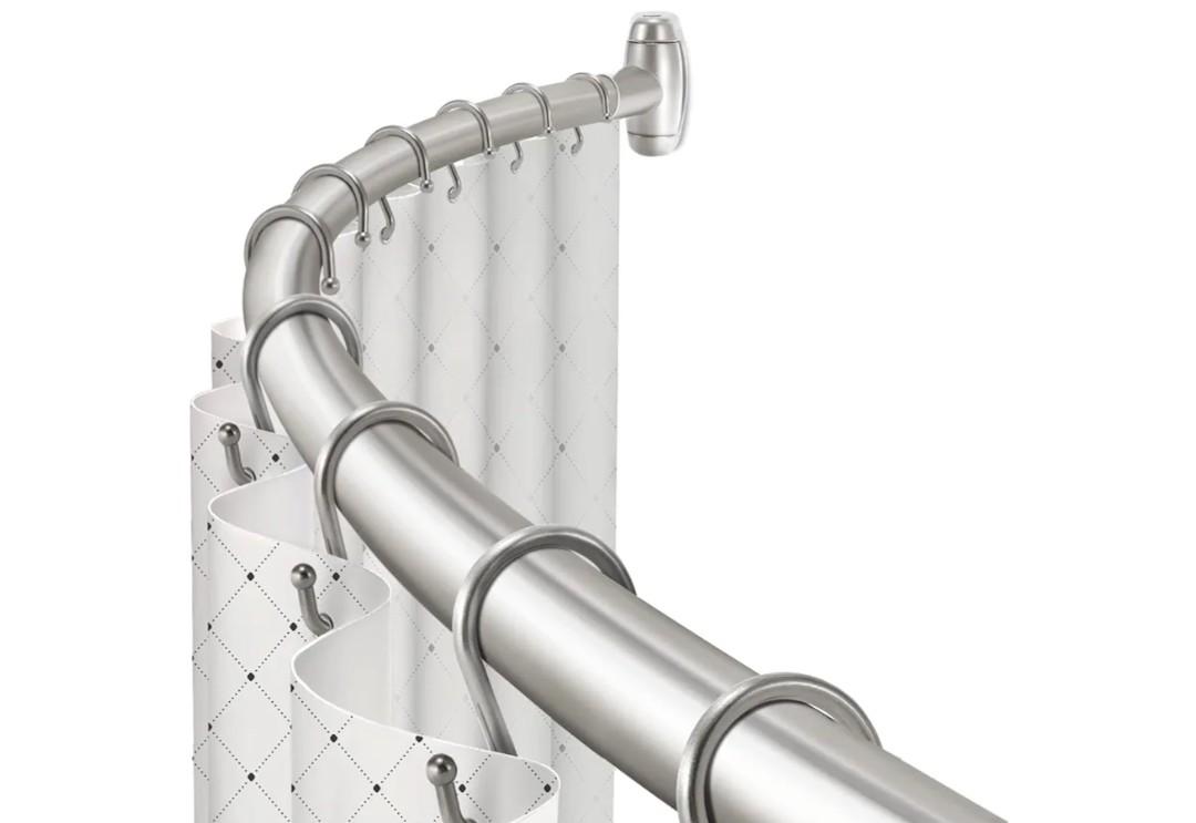 Curved Shower Curtain Rod, TOPROD Round Shower Curtain Rod 48-72 Inches Adjustable, Rounded Bowed Stainless Steel Shower Rods for Bathroom, Bathtub, More Shower Space, Brushed Nickel, Need to Drill