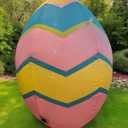 4’ Inflatable Easter Egg with LED Lights Blue Pink Yellow Chevron Pattern