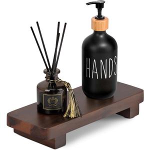 Acacia Wood Pedestal Soap Stand 9.8x4 Inches, 100% Solid Wood Riser, Candle Plant Holder, Soap Dish Holder Decor, Display Tray for Kitchen Bathroom Counter Sink Farmhouse Decor (Dark Brown)