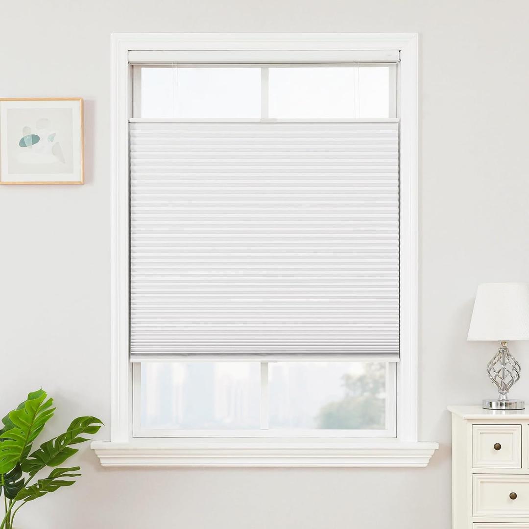 Joydeco Top Down Bottom Up Blackout Cellular Shades 2025 Version, 51 Inch Wide White No Drill Blinds for Indoor Windows