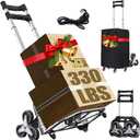 Stair Climbing Cart, 330LB Capacity Collapsible Stair Climbing Dolly | Cart for Stairs with Bungee Cord and Swivel Wheels 50L Shopping Bag,Hand Trucks for Moving Shopping, Office Use