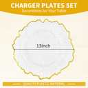 50 Pcs Clear Charger Plates Bulk 13 Inch Plastic Charger Plates for Dinner Plate, Clear with Gold Rim Chargers for Table Setting, Reef Design Plate Floral Decor Round Chargers for Wedding Party Event