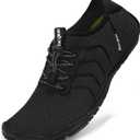 Racqua Water Shoes Quick Dry Barefoot Beach Aqua Sport Swim Surf Pool Hiking Diving Walking for Men Women, Black, Size 7.5