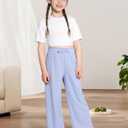 Girls Loose Pants Wide Leg Pants for Girls Beach Palazzo Flowy Lounge High Elastic Summer Trousers Size 5 6 Blue