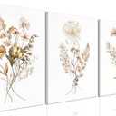yulihaz Watercolor Botanical Wall Art Set of 3 Wildflower Floral Wall Decor Boho Minimalist Plant Flower Canvas Poster Prints Pictures Artwork for Bedoom Living Room, Framed 12x16 inch