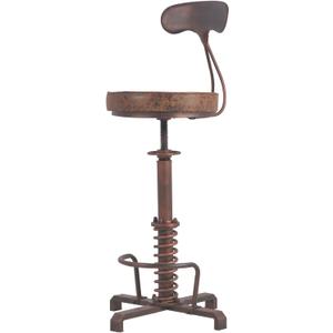 Industrial Bar Stool with Metal Backrest Rustic Coffee Stools with Swivel Leather Seat Vintage Kitchen Island Chair Farmhouse Dining Chairs 24.4-28.3inch Height Adjustable