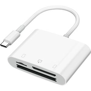 SD Card Reader USB C for iPhone / Phone/iPad/Mac/Laptop, Three Card Slot Micro SD Card Reader Supports SD Micro SD CF Card, Digital Camera Viewer Memory Card Reader Plug and Play