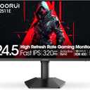 KOORUI 24.5 Inch Gaming Monitor, 1ms, 320Hz Monitor, HDR400, 95% DCI-P3, IPS Display, Adaptive Sync Compatible, Tilt Vertical Height Adjustable, VESA Mount 75x75mm, HDMI & DisplayPor,G2511E