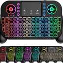 Mini Keyboard with Touchpad-2.4GHz & Bluetooth Dual-Mode,7-Color Backlight, Multimedia Hotkeys, Rechargeable, for Android TV Box, Smart TV, Projector, PS3, PC, Tablet, Windows/iOS/Android