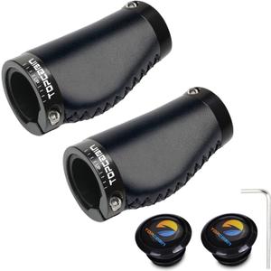 Bike Grips 2PCS 90mm Length Bike Handlebar Grips Short Mini Bicycle Handlebar Grips Two-Color Rubber Ergonomic Design (Hand-Sewn ATF Leather(Black 90mm))