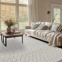 StangH Washable Rug for Living Room 8x10, Morocco Beige Boho Area Rug Accent Non-Slip Ultra Soft Indoor Floor Carpet Pet Friendly Low-Pile for Dining Room/Office/Theater/Bedroom