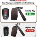 for Toyota Corolla Key Fob Coverwith Leather zinc Alloy Keychains-Full Cover Key Case for Avalon,Camry,C-HR,Highlander,Prius,Venza-2019-2024,Keycase Buckle (Wrist Strap Style, Brown)