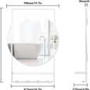 28" x 20" Entryway Mirror with Hooks, Bathroom Mirror with Shelf, Rectangular Frame Round Wall Mirror with Shelf and Hooks, Vanity Mirror Decorative for Wall(White)