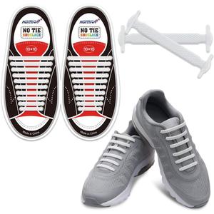 HOMAR No Tie Shoelaces for Kids and Adults Stretch Silicone Elastic No Tie Shoe Laces (Adult Size White)