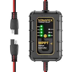 SUNAPEX 12V MPPT Solar Charge Controller, Solar Panel Regulator with SAE Connectors, Compatible with SUNAPEX 15W, 25W, 50W Solar Panels, or Other Solar Panels Within 50W, for Gel, AGM,LiFePOBattery