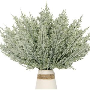 2 x Set of 24 Christmas Artificial Pine Branches 12.6" Faux Plants Evergreen Cedar Picks Fake Pine Needles Leaves Sprigs Winter Greenery Stems for Xmas Tree DIY Wreath Garland Holiday Accessories (Snow)