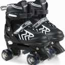 Kids Roller Skates for Boys Adjustable Roller Skates for Men Women Girls with 8 Wheels Lighting for Indoor Outdoor Quad Skates (Small, White)