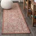 JONATHAN Y Boho Medallion Indoor Outdoor Runner Rug 2X8 Red/Taupe, Malta Textured Weave for Backyard, Patio, Porch, Easy-Cleaning, High Traffic, Pet-Friendly, Non-Shedding (SMB104A-28)