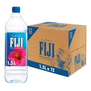 FIJI Natural Artesian Bottled Water 1.5 Liters / 50.7 Fl Ounce (Pack of 12) - 100% Natural Electrolytes