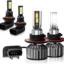 Compatible For Ford F150 F250 F350 (2004-2014) Bulbs 9008 H13 High & Low Beam+9145 Fog Light Bulbs,6500K White 600% Brightness with Fan, Plug and Play, Pack of 4