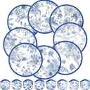 Chunful 24 Pcs Wedding Blue Floral Foldable Flying Disc Fans Bulk Wedding Favors for Guests Round Handheld Compact Cooling Fans for Bridal Baby Shower Summer Party Favors, 8 Style