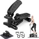 Steppers for Exercise at Home, Mini Aerobic Stepper, Hydraulic Fitness Stair Stepper with Resistance Bands and LCD Monitor, Twist Stepper, Stair Stepper with 330lbs Loading Capacity