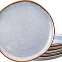 AmorArc Ceramic Dinner Plates Set of 6, 10.5 Inch Handmade Reactive Glaze Stoneware Plates, Large Rustic Shape Dinnerware Dish Set for Kitchen, Microwave & Dishwasher Safe, Scratch Resistant - Blue