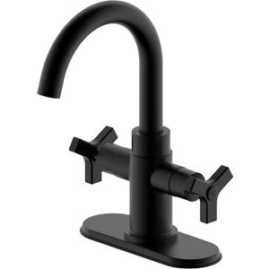 Matte Black Bathroom Faucet,Two-Handle Bathroom Sink Faucet Water Supply Line,1 Hole or 3 Hole Lavatory Vantity Faucet,F-0081-MT
