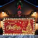 ROCKY&CHAO Christmas Garage Door Cover with Sparkling Night-Time Effect, 6x13ft Red&Gold Holiday Banner for Single/Double Garage, Outdoor Christmas Decorations, Weather-Resistant Polyester Fabric